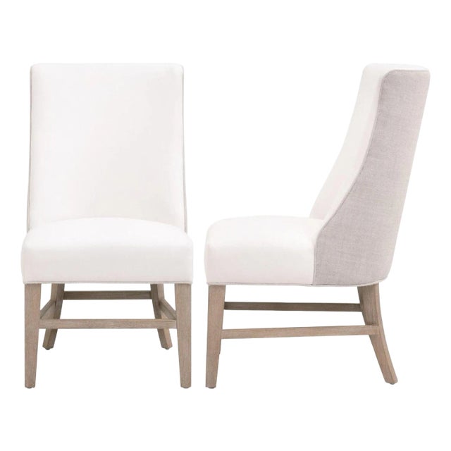 Essentials For Living Duet Performance Fabric White Armless Head Chair - Set of 2 For Sale