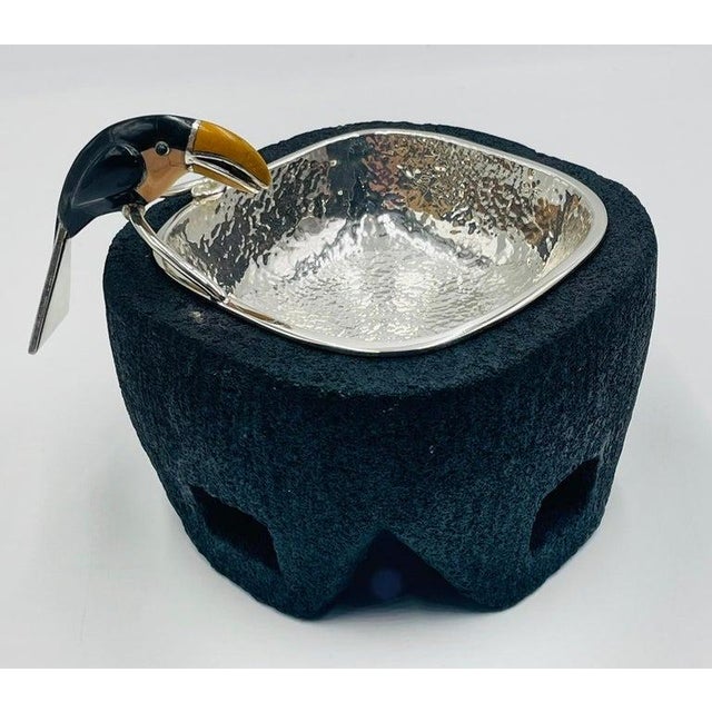 Black Emilia Castillo Silver-Plate Molcajete/Serving Bowl With Toucan, Mexico 1980s For Sale - Image 8 of 18