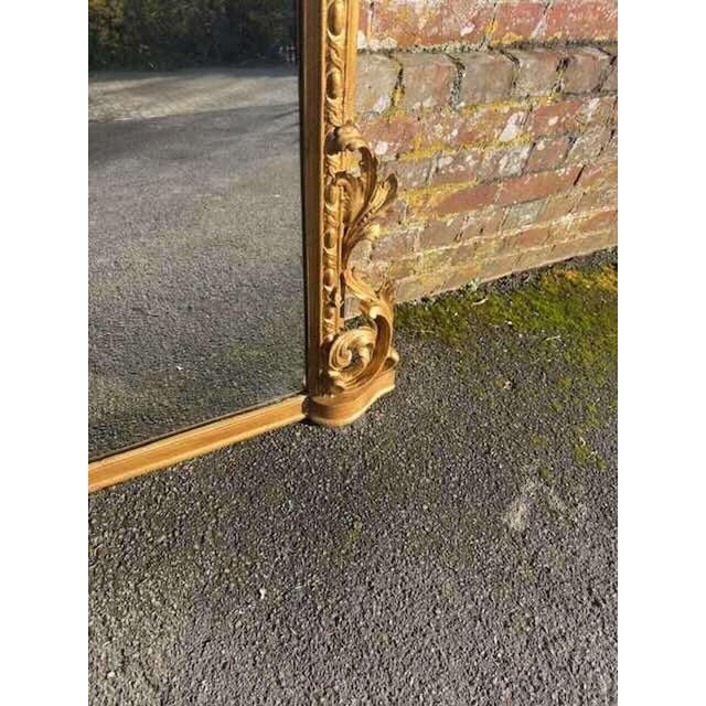 Large Antique English Arched Top Gilt Overmantle Mirror, 19th Century For Sale - Image 5 of 8
