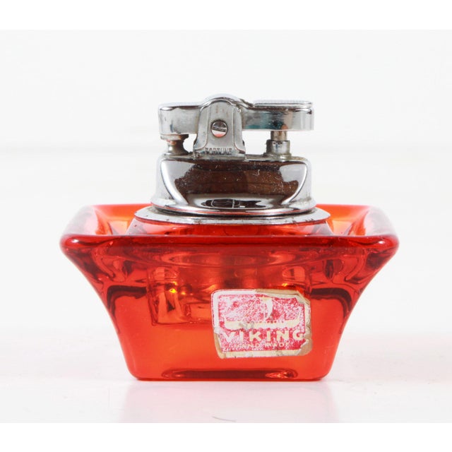 Vintage Mid Century Modern Viking Orange Glass Table Lighter Chairish