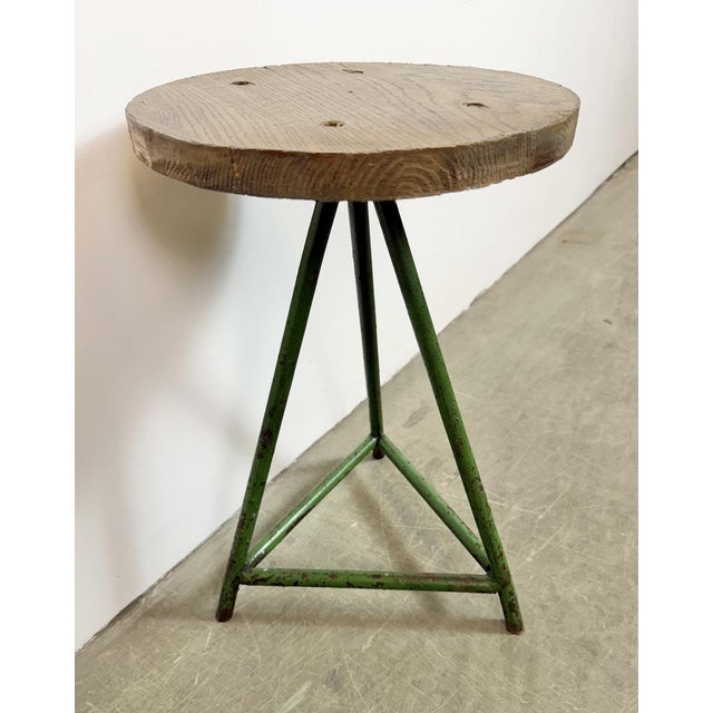 Brown Industrial Green Workshop Stool, 1960s For Sale - Image 8 of 18