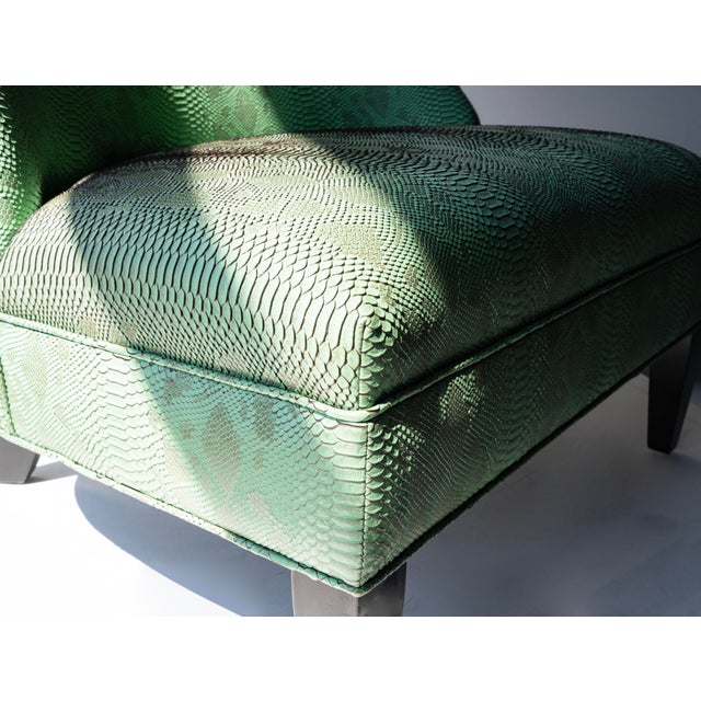 Vintage Round Back Green Upholstered Chair For Sale - Image 10 of 13