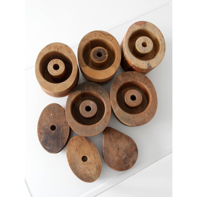 Brown Collection of 8 Early 20th Century Wooden Millinery Hat Blocks For Sale - Image 8 of 17