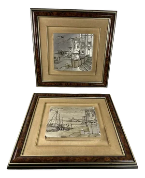 Three-Dimensional Vintage Paintings Patinated Silver, Italy, 70s, 1970s, Set of 2
