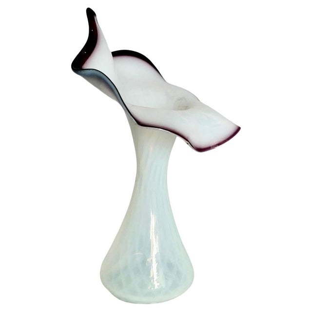 Glass Victorian Hand Blown Semi Opalescent Jack in the Pulpit Vase For Sale - Image 7 of 7