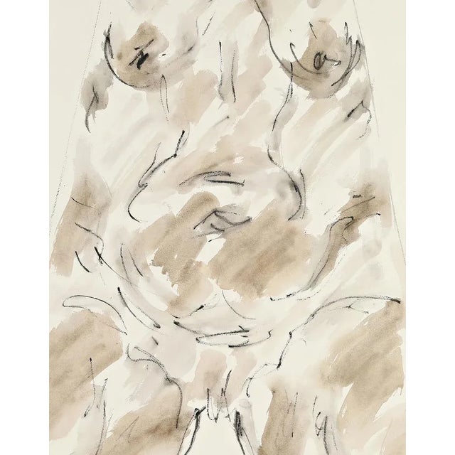 Modern Wilhelm Loth, Female Torso, Large Ink Drawing For Sale - Image 3 of 6