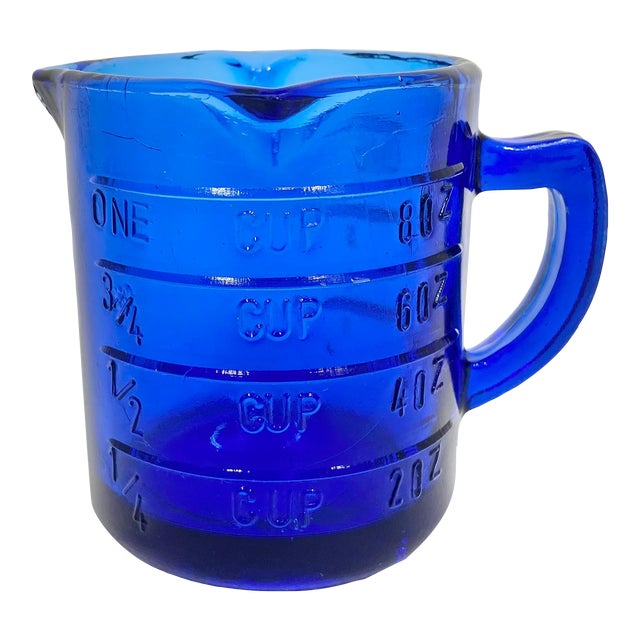 Cobalt Glass Measuring Cup With Three Way Spouts Chairish