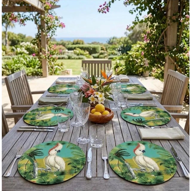 Vintage Italian Cockatoo Lacquered Placemats - Set of 6 For Sale - Image 9 of 12