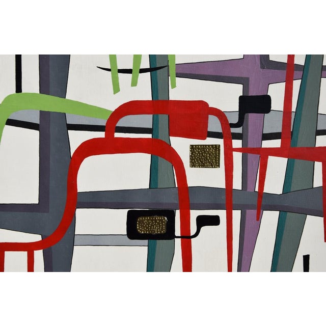 Ernest August Kalnins, Japanese Composition, 1970s, Oil Painting on Board, Framed For Sale - Image 4 of 8