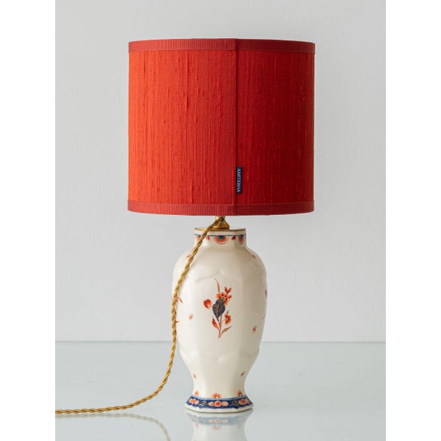 Gold Imari Red Blue Gold Ceramic Table Lamps with Silk Shades from Royal Delft, 1970s, Set of 2 For Sale - Image 8 of 18