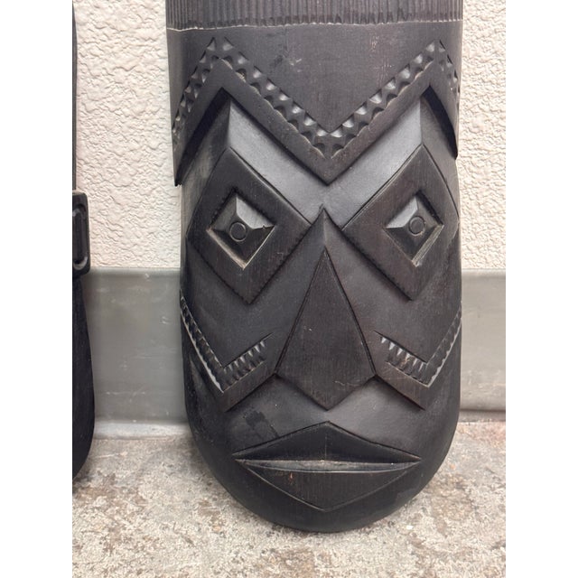 Akios Industries Hand Carved Native Wall Masks, Pair For Sale - Image 4 of 12