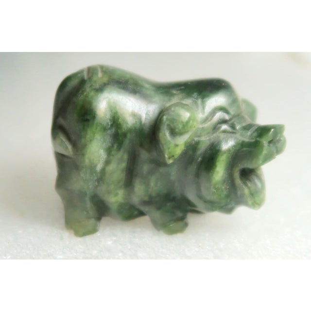 Gemstone Miniature Hand-Carved Piglet of Serpentine Stone - Petey the Piglet! For Sale - Image 7 of 18