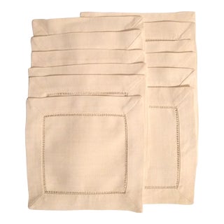 1980s Fine Linen Cocktail Napkins - Set of 12 For Sale