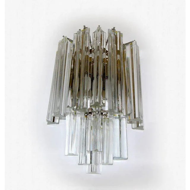 Camer Glass Venini Italian Triedi Glass Wall Sconces - a Pair For Sale - Image 4 of 12