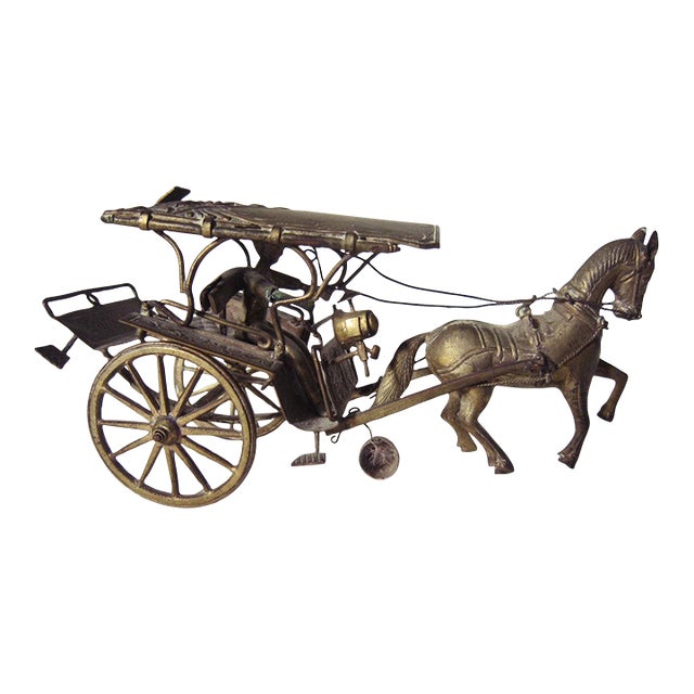 Antique Djokja Indonesian Silver Carriage With Horse For Sale
