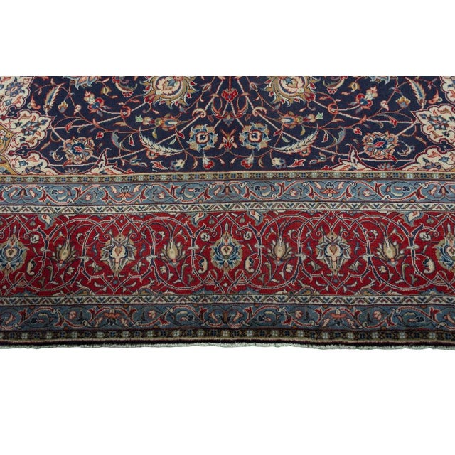 Blue Hand-Knotted Sarouk Cork Wool Rug, 2000s For Sale - Image 8 of 13
