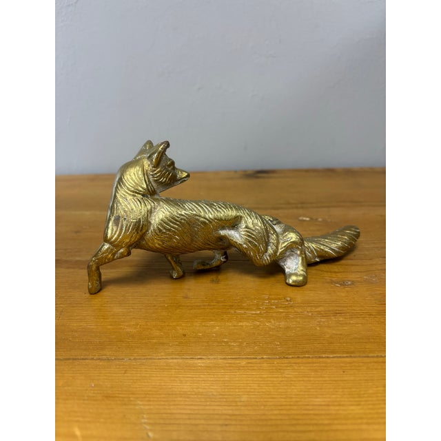 Vintage English Brass Fox For Sale - Image 4 of 5