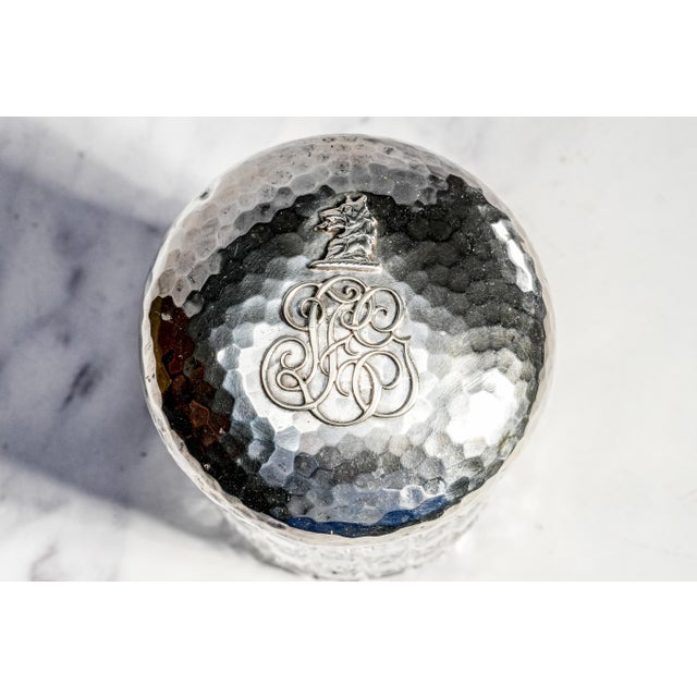 Exceptional Antique French 950 Sterling Silver Crystal Hobnail Tobacco Humidor Canister Tobacciana For Sale - Image 13 of 17