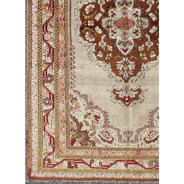 Classic Design, Intricate Antique Oushak With Fine Weave & Great Wool For Sale - Image 4 of 7