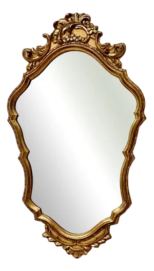 Rococo Style Ornate Gilt Wall Mirror with Beveled Glass, 1930s