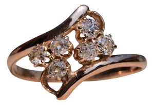The Sutton Place: Antique Rose Gold Bypass Style Lucky Clover Diamond Ring