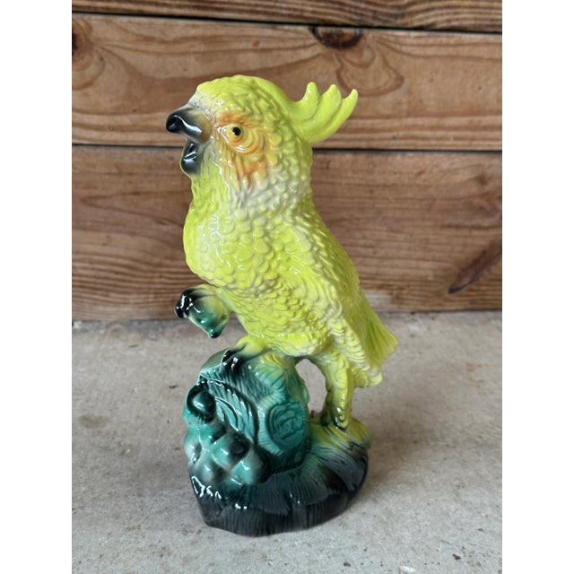 Yellow Vintage Coastal Tropical Cockatoo California Pottery Figurine For Sale - Image 8 of 10