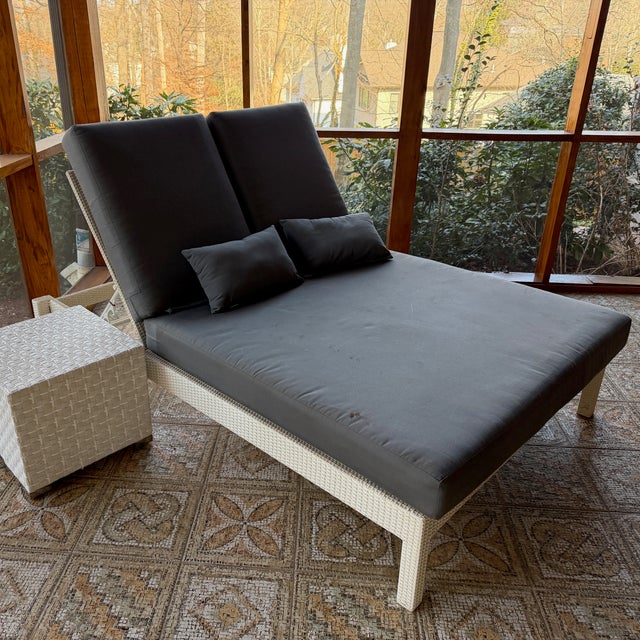 JANUS et Cie Double Chaise Spring is not far away—relax on this double chaise from a luxury brand. Excellent condition but...
