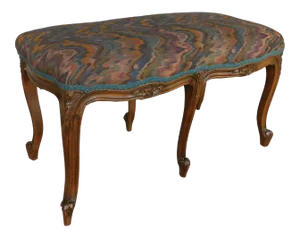 Vintage Louis XV Style Flame Stitch 6 Leg Bench