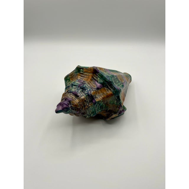Vintage Iridescent Ceramic Conch Shell For Sale - Image 12 of 12