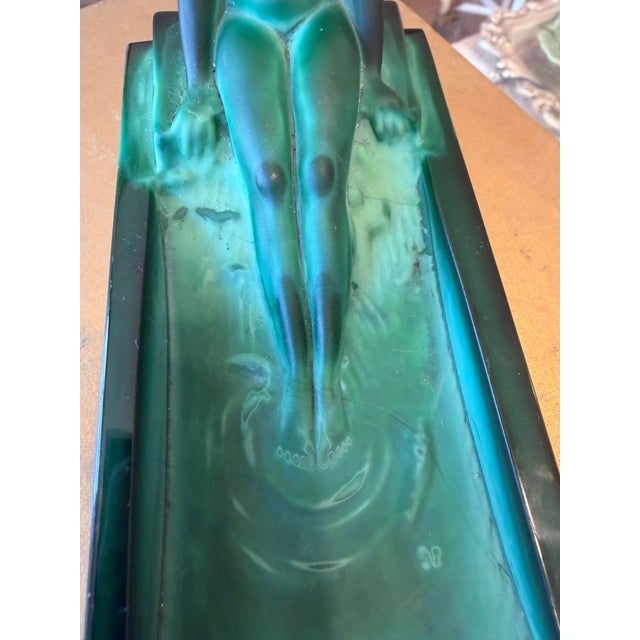 Art Deco Malachite Glass Nude Figural Ashtray For Sale - Image 15 of 16