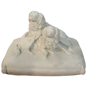 Late 18th Century Antique English Parian King Charles Spaniels Group by Copeland