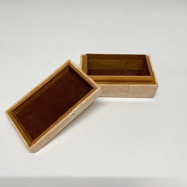 Post-Modern Tessellated Pink Marble and Red Travertine Box by Maitland Smith For Sale - Image 11 of 12