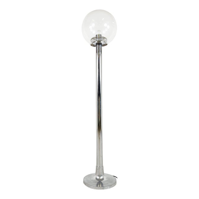 Vintage Chrome and Glass Floor Lamp, 1970s For Sale