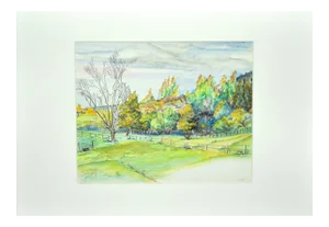 Andre Roland Brudieux, Les Tuirleries, Ink and Watercolor on Paper, 1984