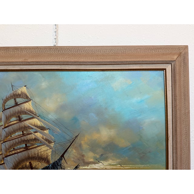 Late 20th Century Late 20th Century Preston Willis - Original Marine Oil Painting Tall Ship Nautical Seascape For Sale - Image 5 of 7