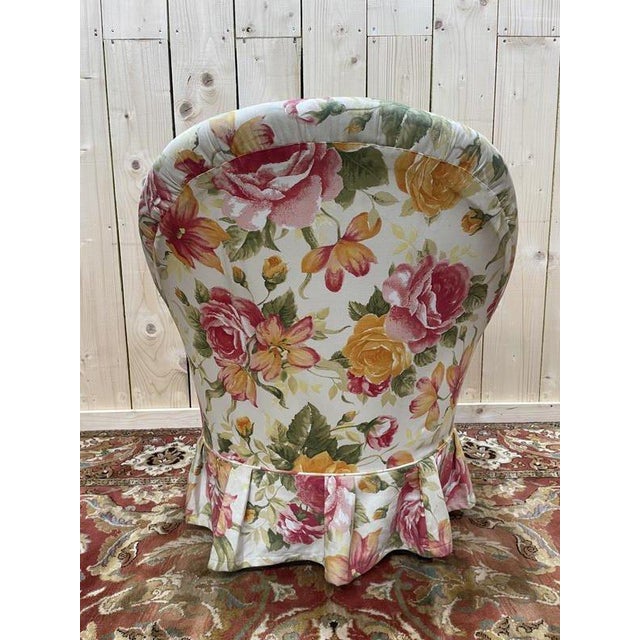 Napoleon III Toad Armchair in Floral Fabric For Sale - Image 4 of 6