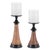 Enhance your home's ambiance with this set of Tapered Wood and Metal Candle Holders. Designed to complement mid-century...