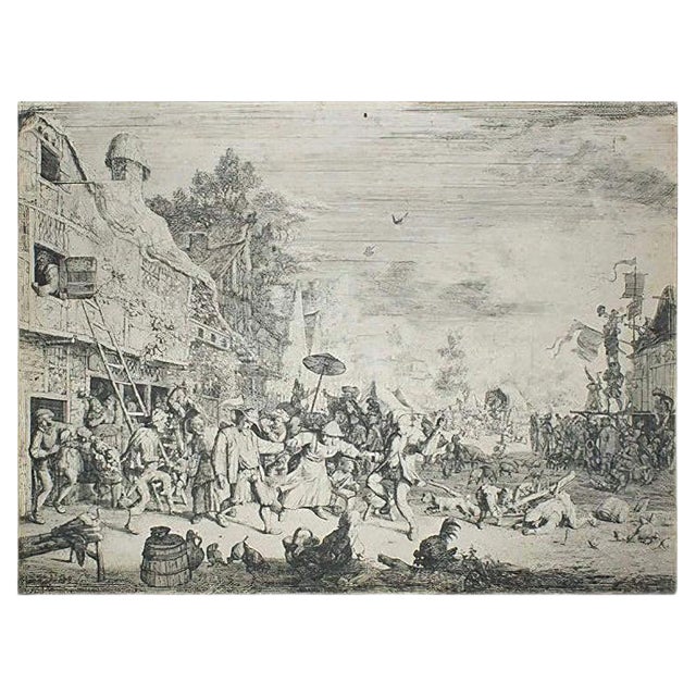 The Kermesse - Original Etching by Cornelis Dusart - 1686 1685 For Sale