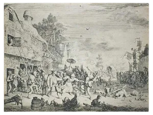The Kermesse - Original Etching by Cornelis Dusart - 1686 1685