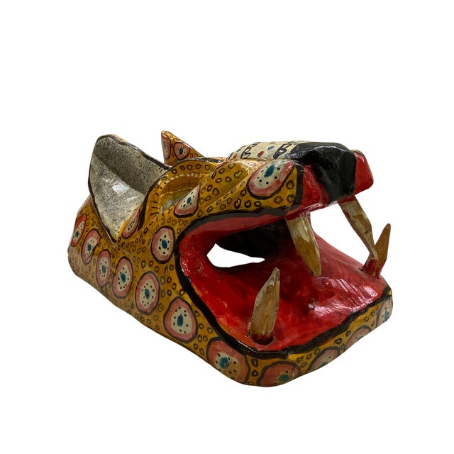Wood Vintage Guatemalan Hand-Carved and Painted Folk Art Animal Mask For Sale - Image 7 of 9