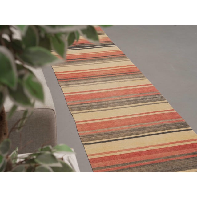 Beige 1970s Vintage Handmade Wool Cotton Beige Area Rug For Sale - Image 8 of 11