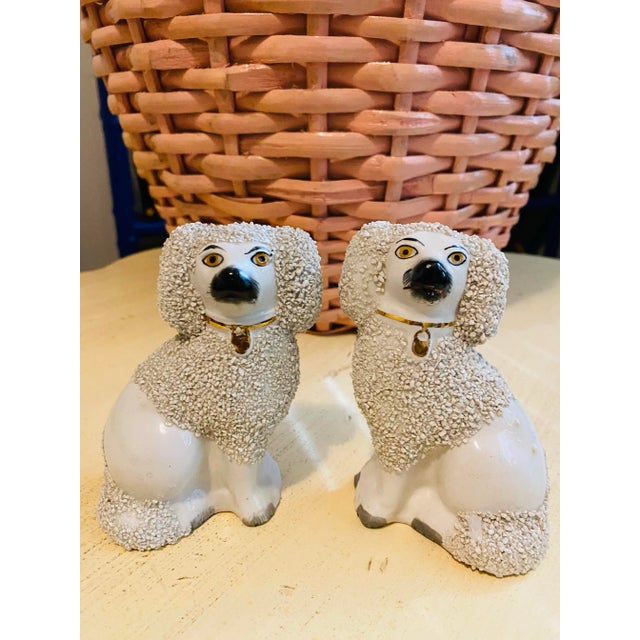 Ceramic Antique Staffordshire Sign Poodle a Family - Set of 3 For Sale - Image 7 of 11