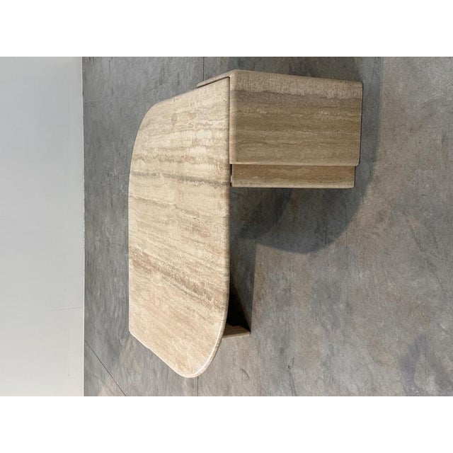 Italian Sculptural Eye-Shaped Coffee Table in Travertine, 1980s For Sale - Image 11 of 13