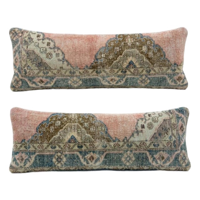 Bohemian Turkish Bedding Rug Pillow Cover 15'' X 47'' & 16'' X 47'' - Set of Two For Sale