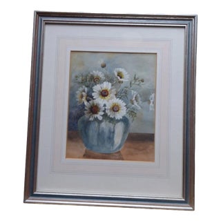 M. Beech, Daisies in a Vase Still Life, Watercolour Painting For Sale