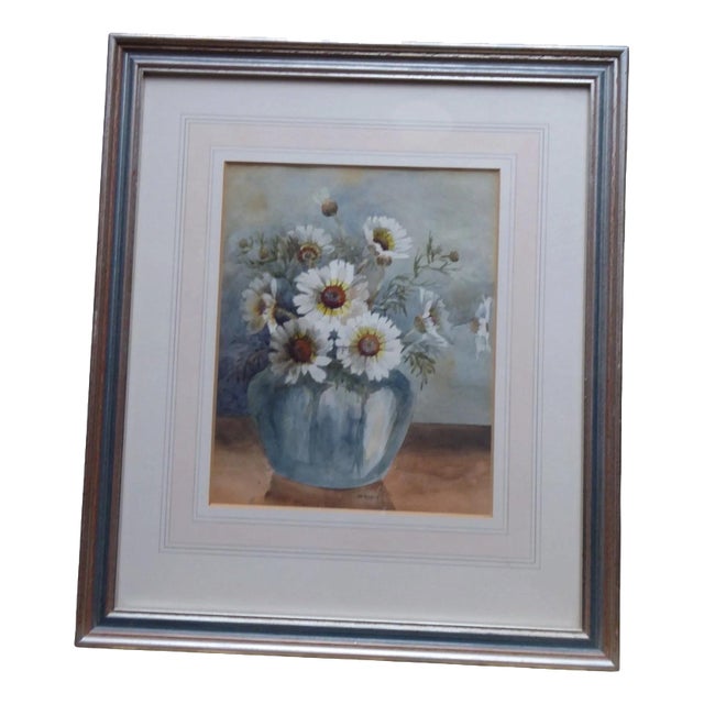 M. Beech, Daisies in a Vase Still Life, Watercolour Painting For Sale