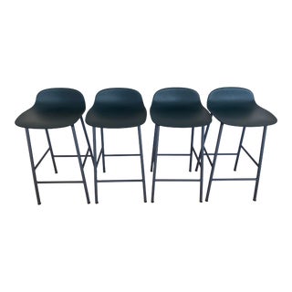 Blue Modern Counter Stools - Set of 4 For Sale