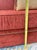 Vintage Rust Red Wingback Settee Sofa With Nailhead Trim & Carved Finials For Sale - Image 11 of 12