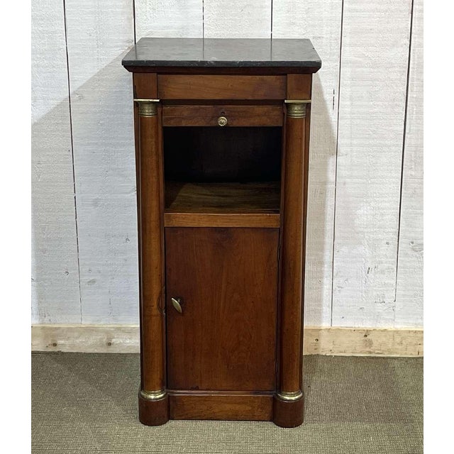 Black 19th Century Empire Bedside Table in Cherry Wood and Black Marble For Sale - Image 8 of 16