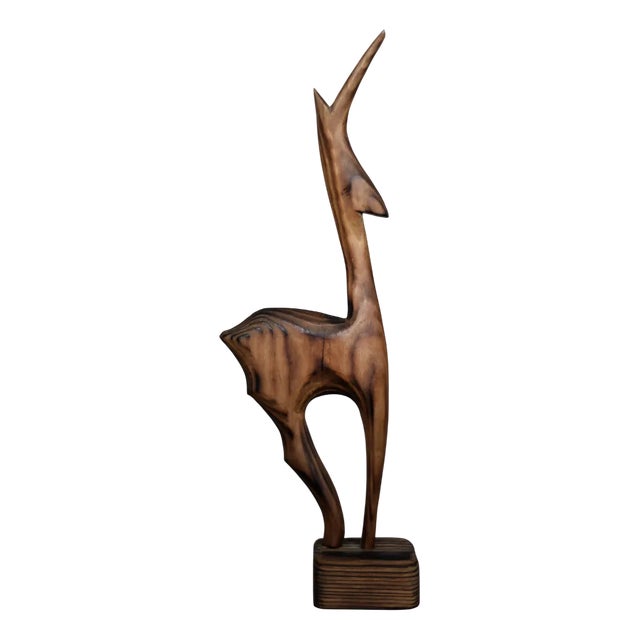 Danish Mid-Century Modern Dark Wood Gazelle Figurine, 1960s For Sale